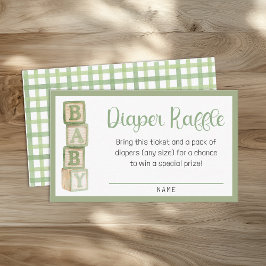 Sage Green Diaper Raffle Card | Baby Shower Insert