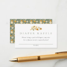 Sage Green Diaper Raffle Card | Vintage Pram Suite