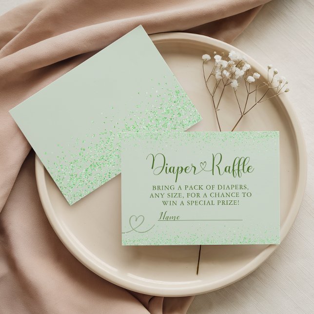 Sage Green Diaper Raffle Greenery Confetti Begleitkarte (Von Creator hochgeladen)