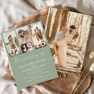 Sage Green Die Hochzeit von Foto Einfach Minimalis Einladung