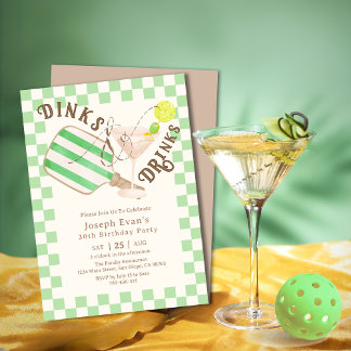 Sage Green Dinks & Drinks Pickleball Geburtstag Einladung