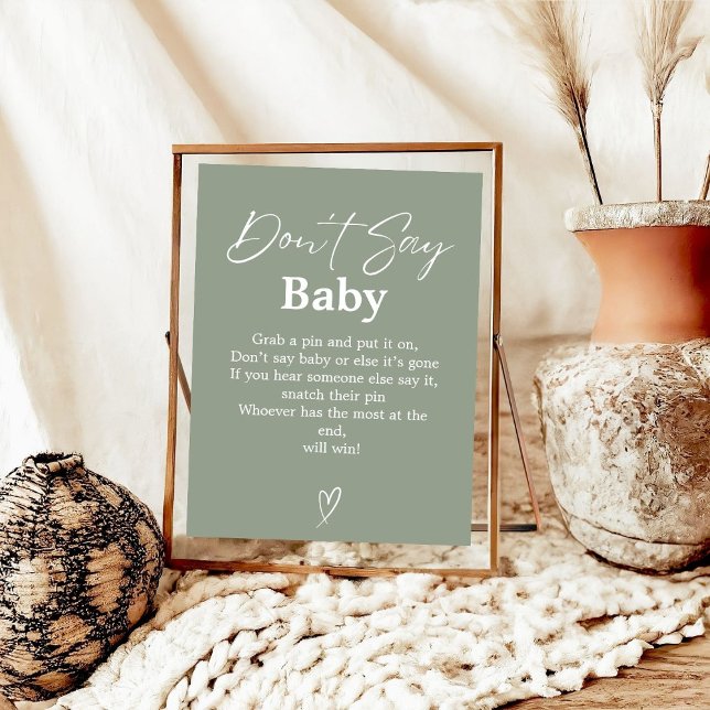 Sage Green Don't Say Baby Shower Game-Zeichen Poster (Von Creator hochgeladen)