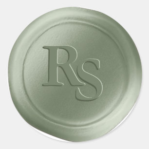 Sage Green Double Monogram Wedelweck Siegel Runder Aufkleber