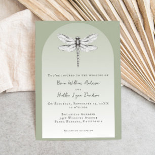 Sage Green Dragonfly Hochzeit Einladung