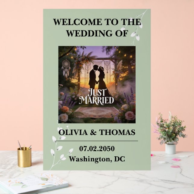 Sage Green Dream Pattern Wedding Acrylschild (Hochzeit)