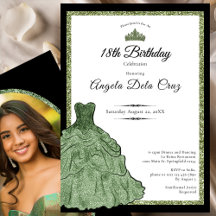 Sage Green Dress and Tiara 18th Birthday Debut