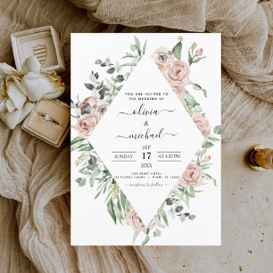 Sage Green Dusty Pink Eukalyptus Wedding Einladung