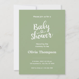 Sage Green Einfache Minimalistische Niedliche Baby Einladung