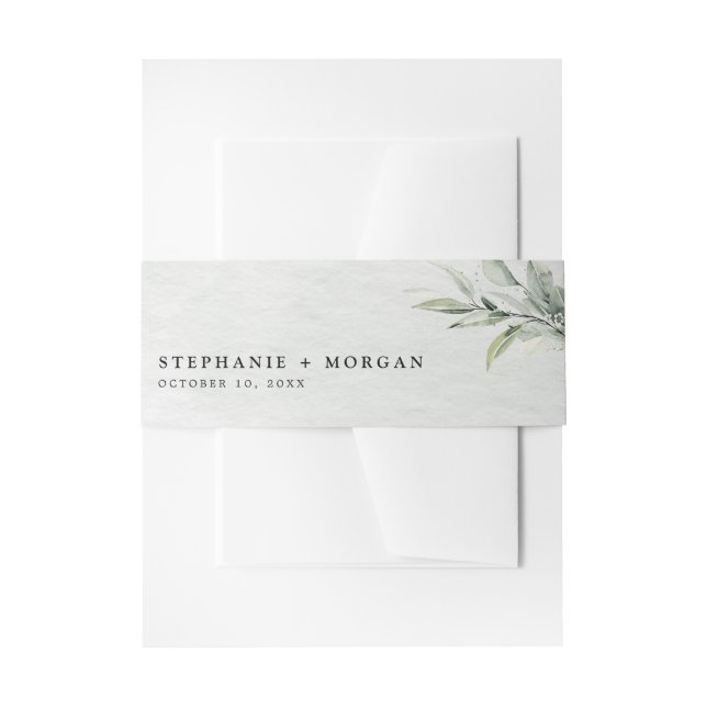 Sage green einfache rustikale Boho Wedding Einladungsbanderole (Vorderseite Beispiel)