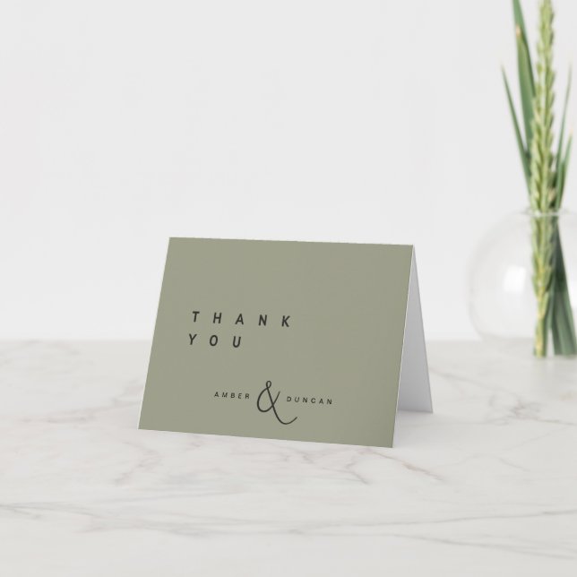 Sage Green | Einfache trendy Wedding Dankeschön Ca Dankeskarte (Vorderseite)