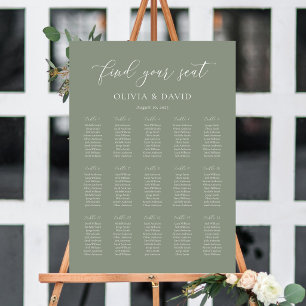 Sage Green Elegant 15 Tabelle Seating Chart Poster