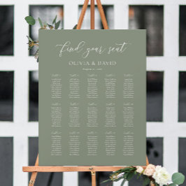 Sage Green Elegant 15 Tabelle Seating Chart Poster