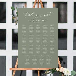 Sage Green Elegant 19 Tische Seating Chart Poster