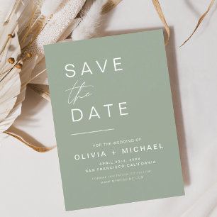 Sage Green Elegant Boho Save the Date Minimalistis