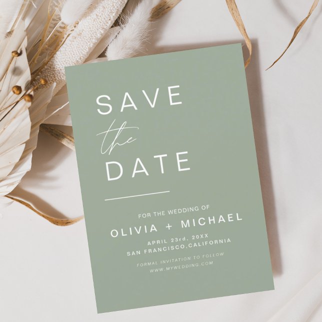 Sage Green Elegant Boho Save the Date Minimalistis (Von Creator hochgeladen)