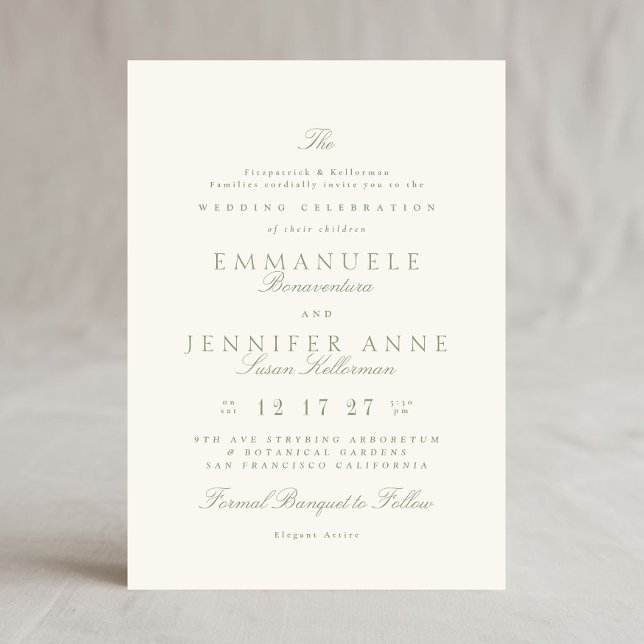 Sage Green Elegant Calligraphy Formal The Wedding Einladung (Von Creator hochgeladen)