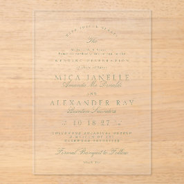 Sage Green Elegant Calligraphy Formal Wedding Acryleinladungen