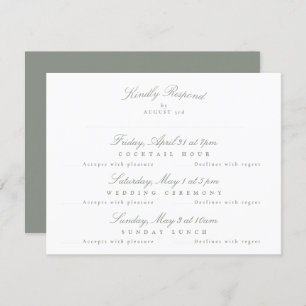 Sage Green Elegant Calligraphy Multi-Event RSVP Karte
