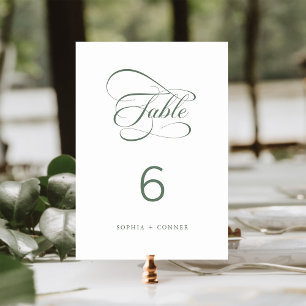 Sage Green Elegant Classy Calligraphy Wedding Tischnummer