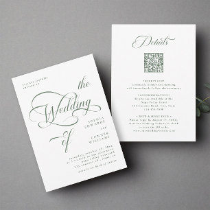 Sage Green Elegant Classy Wedding All in One Einladung