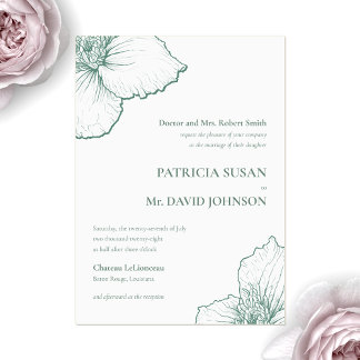 Sage Green Elegant Clematis Gezeichnet Blumenhochz Acryleinladungen