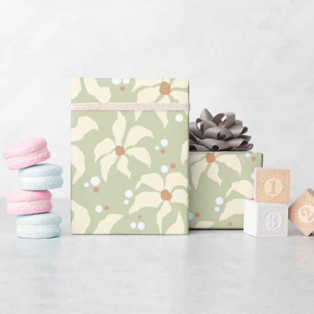 Sage Green Elegant Geschenkpapier (Babyparty)