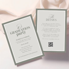 Sage Green Elegant Graduation Party | RSVP QR Code Einladung