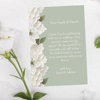 Sage Green Elegant Luxury Floral Wedding Dankeskarte
