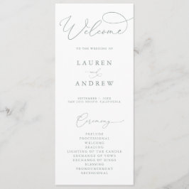 Sage Green Elegant Minimalistisch Boho Wedding Programm