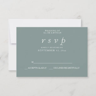 Sage Green Elegant Modernes Hochzeitsszenario RSVP Karte