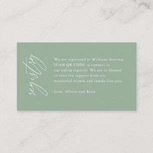 Sage Green Elegant QR Code Wedding Registry Gesche Begleitkarte