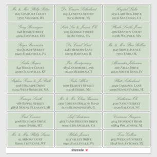 Sage Green Elegant Script 24 Wedding Guest Address Aufkleber