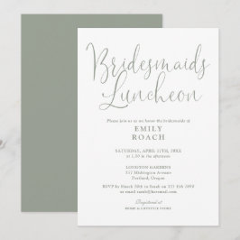 Sage Green Elegant Script Bridesmaids Luncheon Einladung
