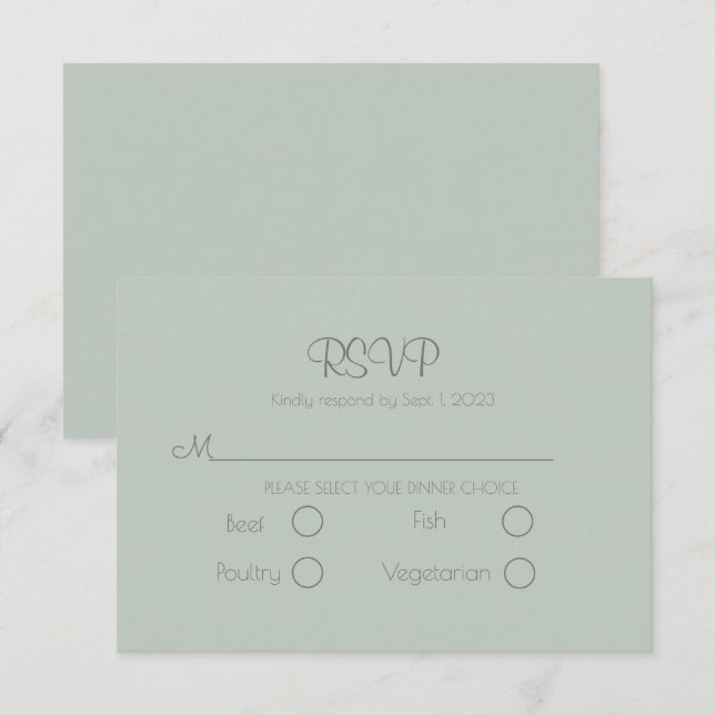 Sage Green Elegant Wedding RSVP Card (Vorne/Hinten)