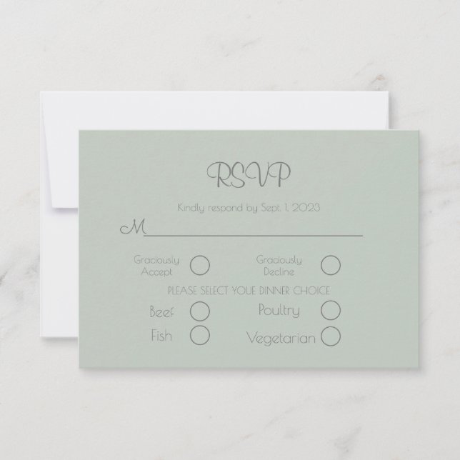 Sage Green Elegant Wedding RSVP Card Karte (Vorderseite)