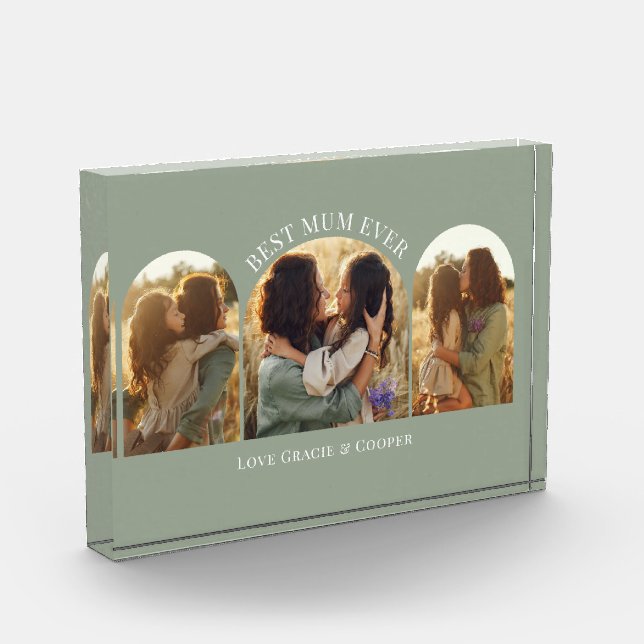 Sage green elegante Arch Multi Foto Best Mum (Links)