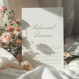 Sage Green Elegante Calligrafy Probe Dinner Einladung