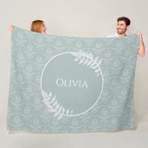 Sage Green Elegante Damask Personalisiert Fleecedecke
