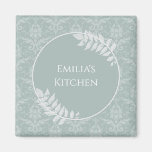 Sage Green Elegante Damask Personalisiert Magnet