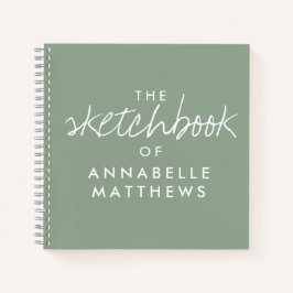 Sage Green Elegante Monogram Sketchbook Notebook Notizbuch