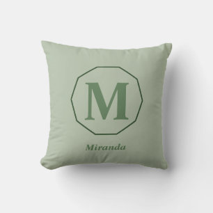 Sage Green elegante Monogramm Name personalisiert Kissen