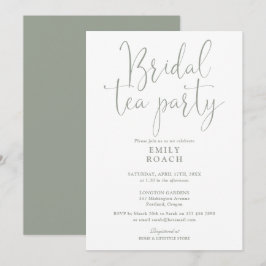 Sage Green Elegante Script Bridal Tea Party Dusche Einladung