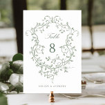 Sage Green Elegantes französisches Viktorianisches Tischnummer<br><div class="desc">Klassisch Französisch viktorianische Salbei grün blumengeschmückte Wappen Tischnummer. Für eine weiter gehende Anpassung dieses Designs klicken Sie bitte auf die Schaltfläche "DESIGN TOOL" oben!</div>