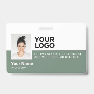 Sage Green Employee Modern Foto ID Security Ausweis