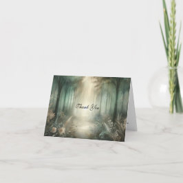 Sage Green Enchanted Forest Radiance Wedding Dankeskarte