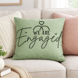 Sage Green Engagement Announcement Decorative Kissen