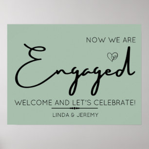 Sage Green Engagement Party Begrüßung Poster