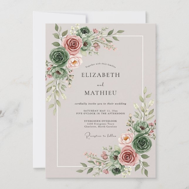 Sage Green Enthralling Succulent Wedding Einladung (Vorderseite)