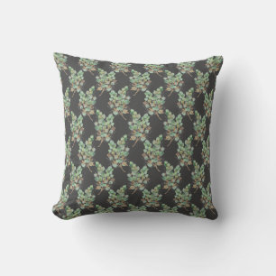SAGE GREEN EUCALYPTUS BLACK GEMUSTERTE KUSCHE KISSEN