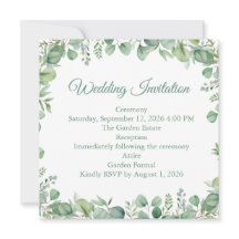 Sage Green Eucalyptus Botanical Wedding Invitation
